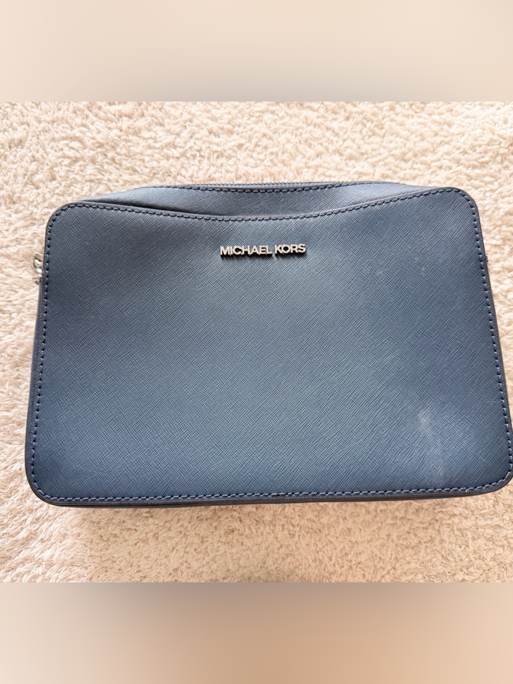 Michael Kors Steel Blue Saffiano Leather Crossbody Bag